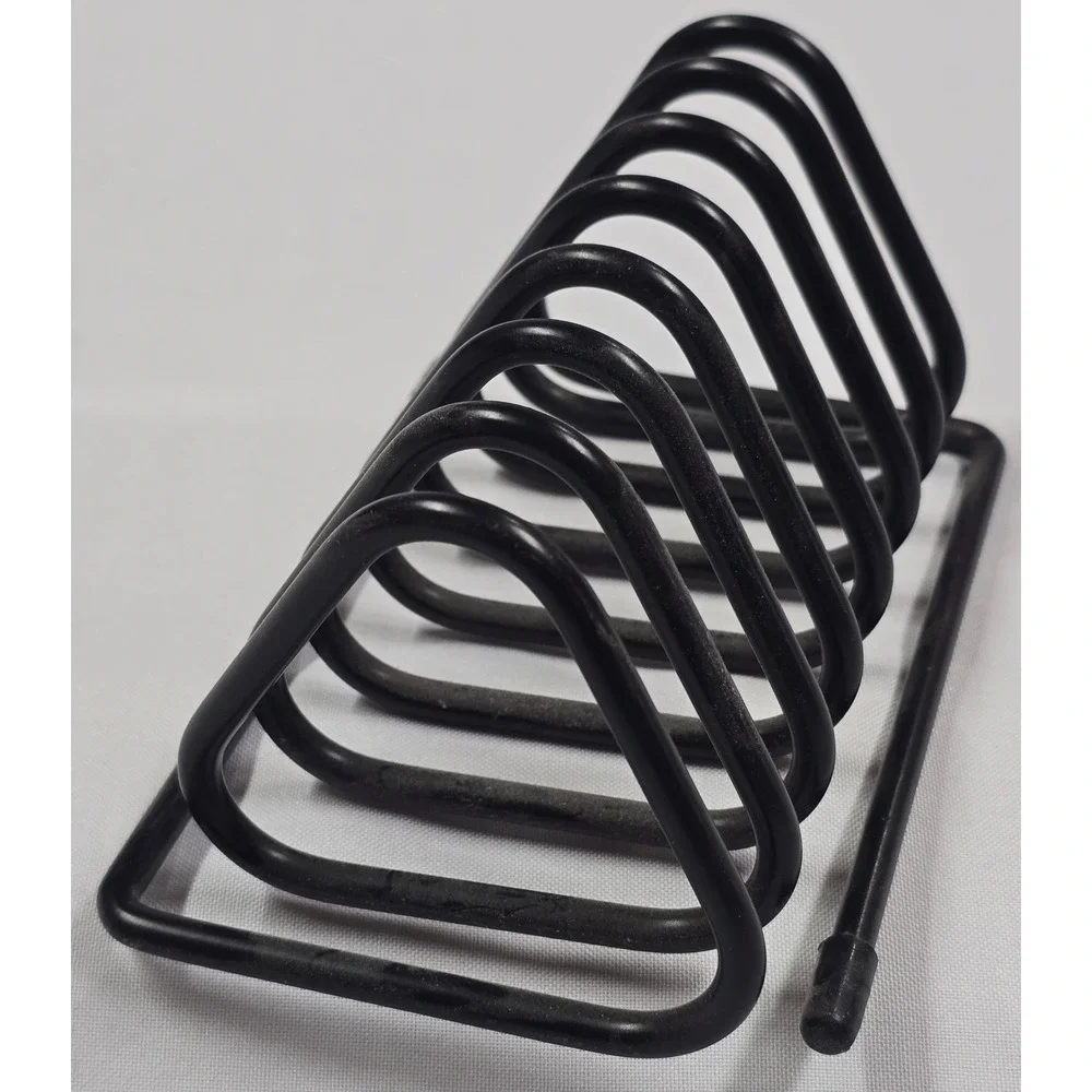 Vintage Furio Coil Desk Mail Letter Sorter Post Modern Metal Black Triangle 90s